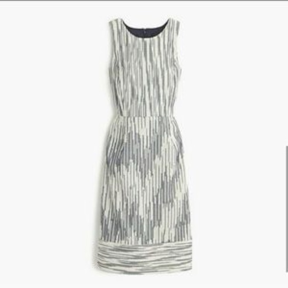 J Crew Navy and White Tweed Sheath Dress